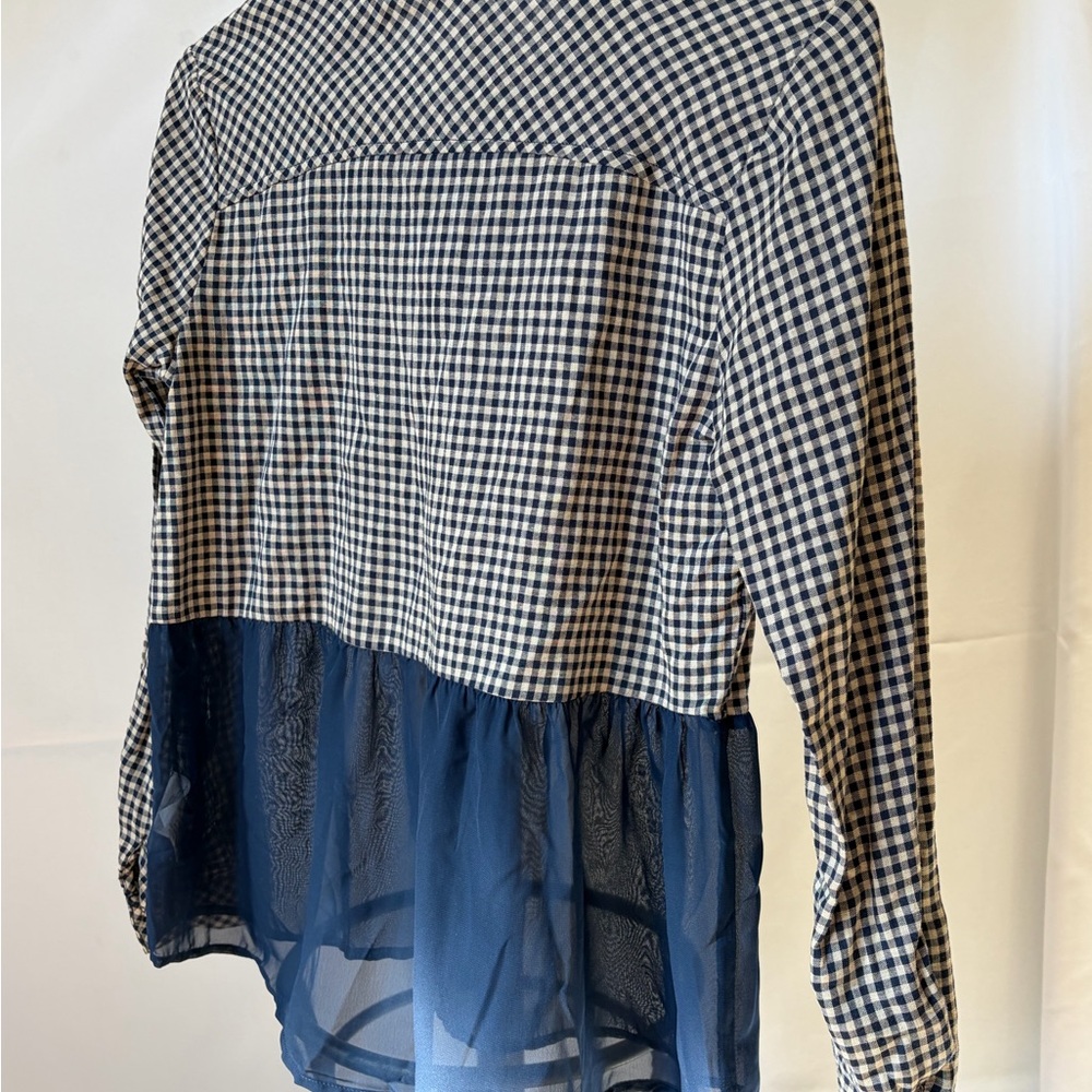 Rewind Navy and White Checkered Blouse